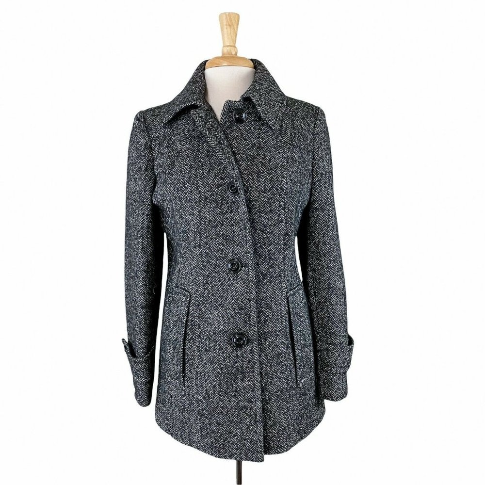 London Fog Collection Women's Gray Wool Blend Classic Peacoat Size Medium